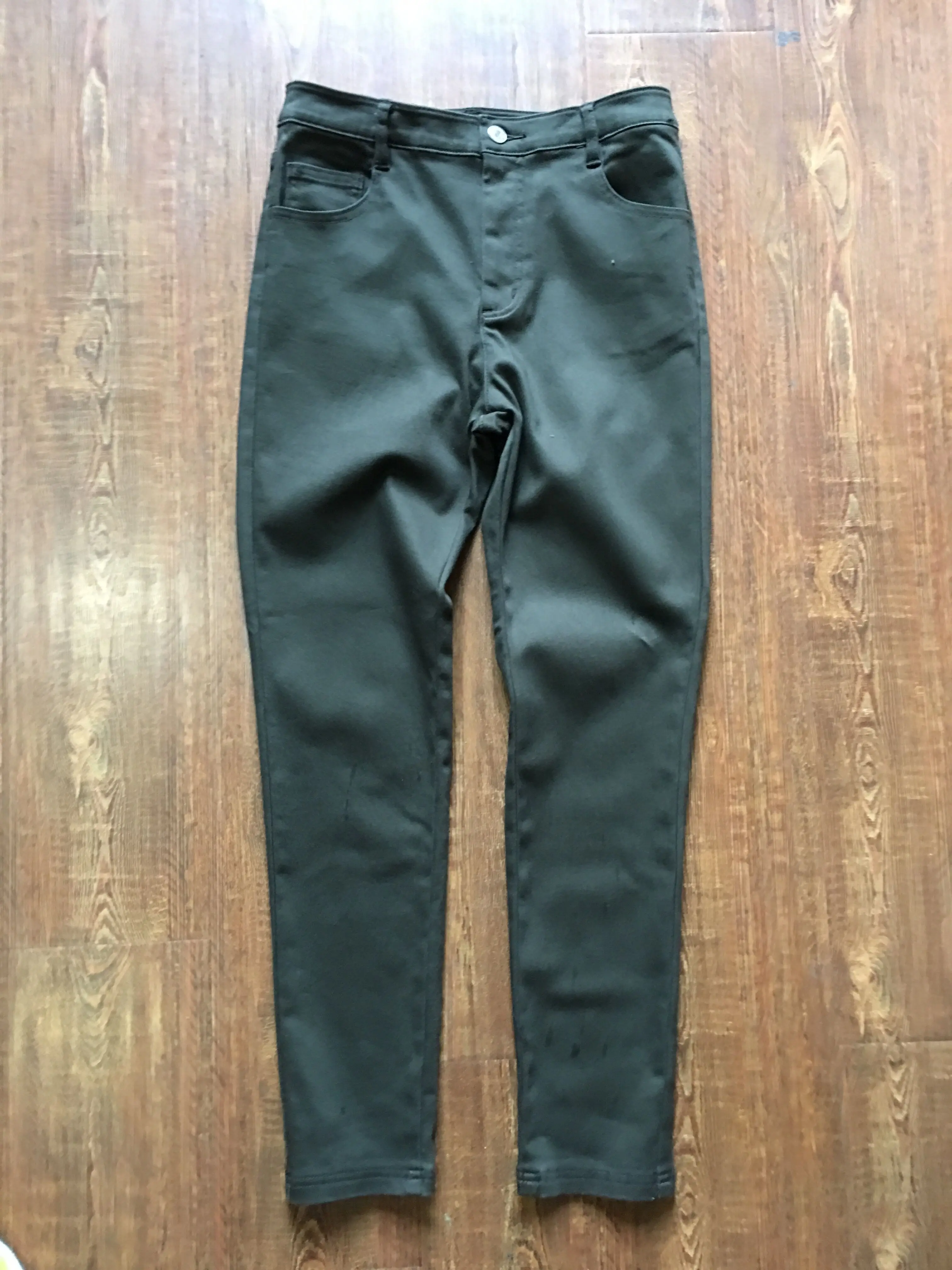

Fall Winter New Style Cotton Fleece Composite Fabric High Elasticity Slim Fit Casual Pants SY Super Good All Match Natural Waist