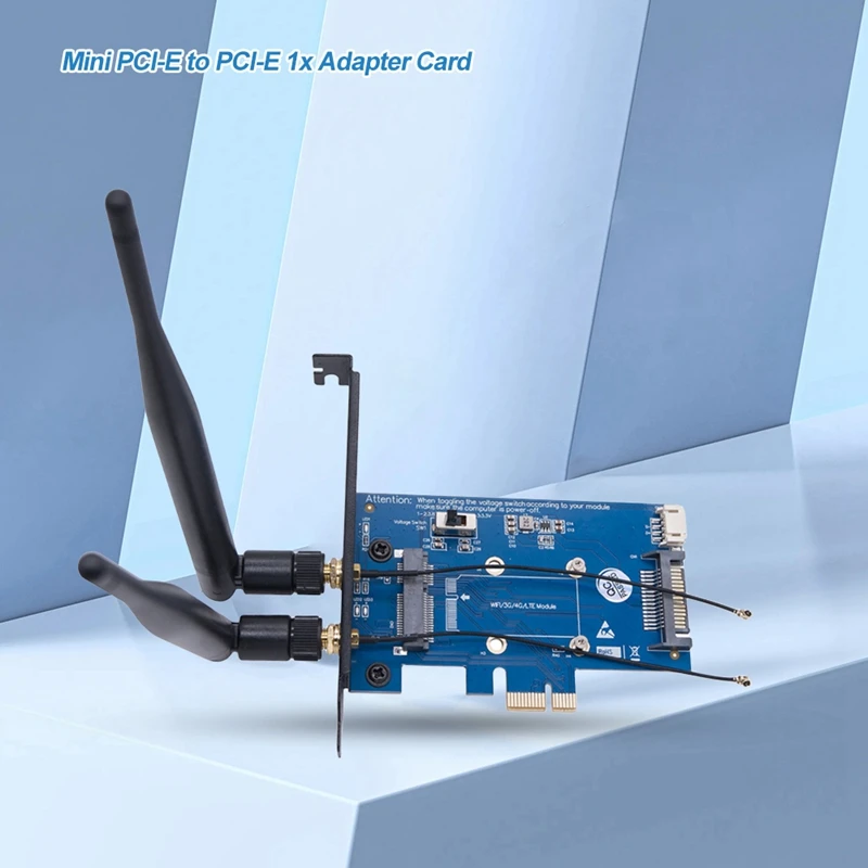 وحدة واي فاي ذكية صغيرة PCI-E Express إلى PCI-E 1X بطاقة محول 3G/4G إلى لوحة تطوير PCI-E 2 هوائيات