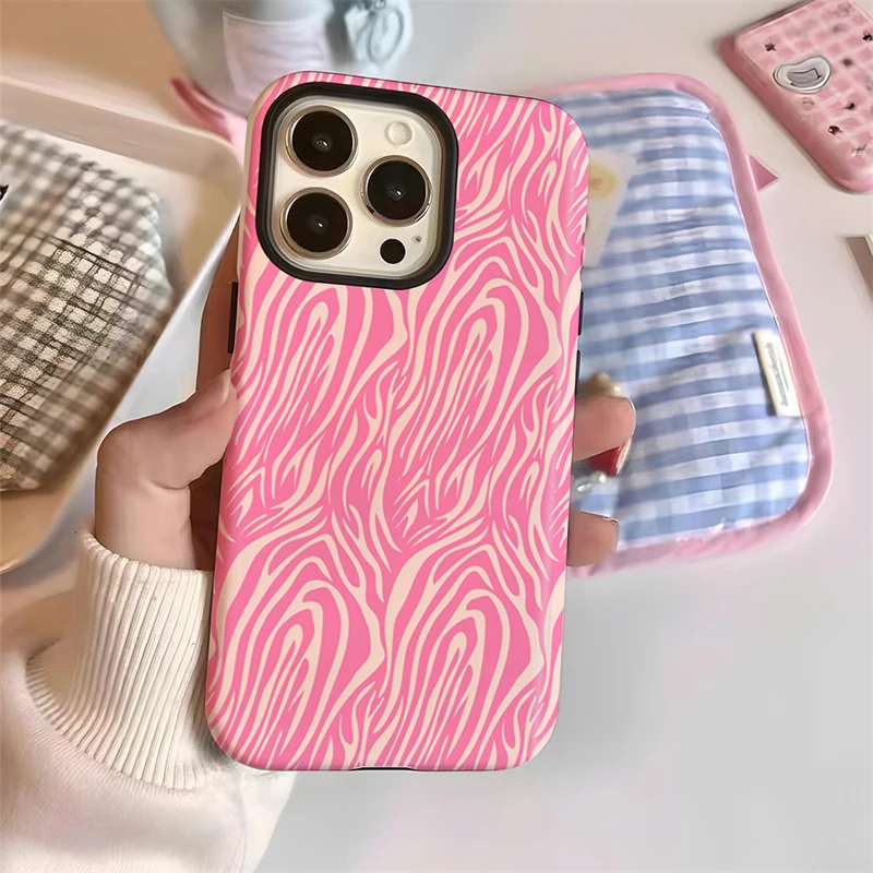 Artistic Fashion Tiger Stripe Pattern Phone Case For iphone 15 14 13 Pro Max Acrylic Fundas Two Color Hard Back Protective Shell