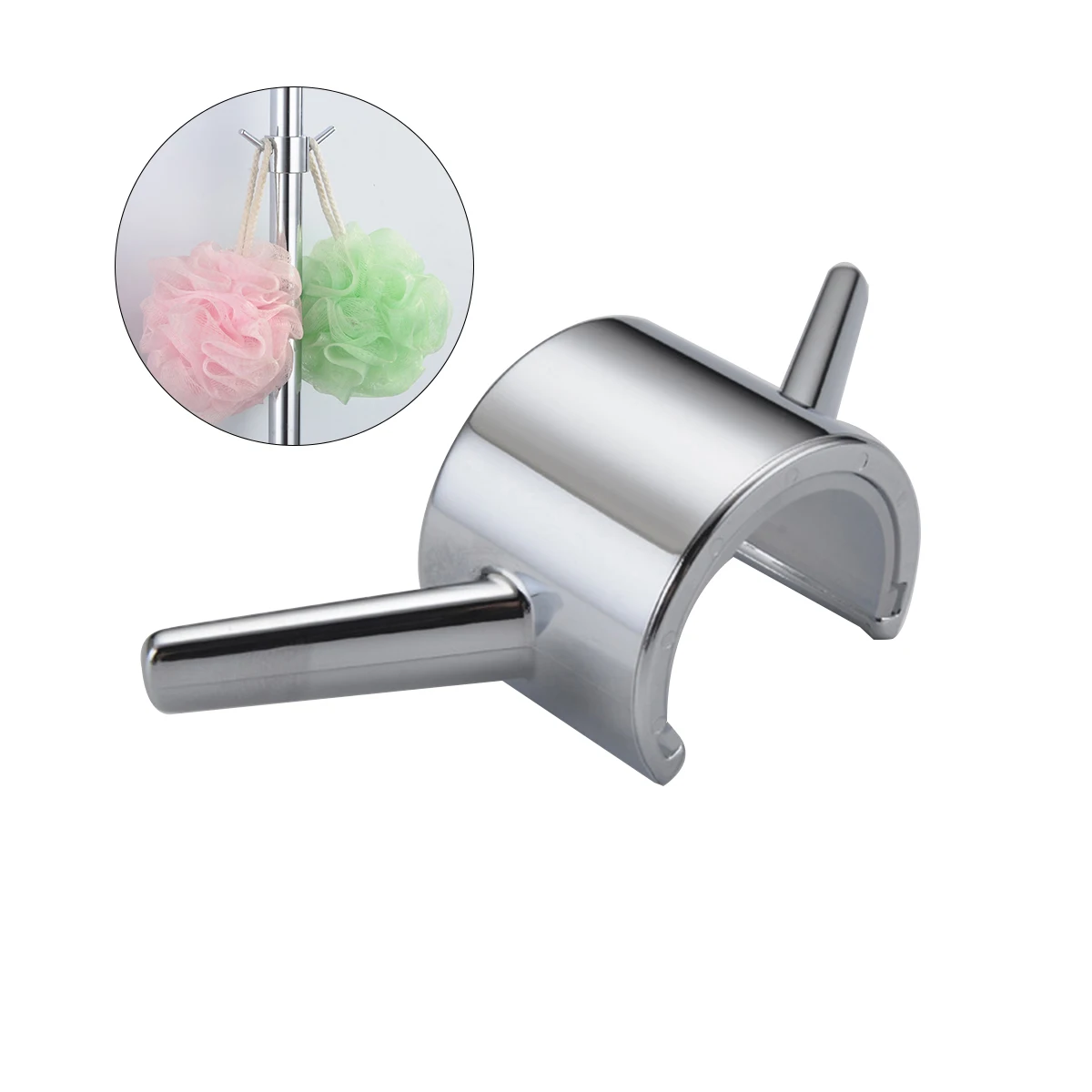 

Shower Rod Hook Towel Bath Ball Holder No Drill Electroplated Abs Material Easy Install Kitchen Sink Faucet Compatible