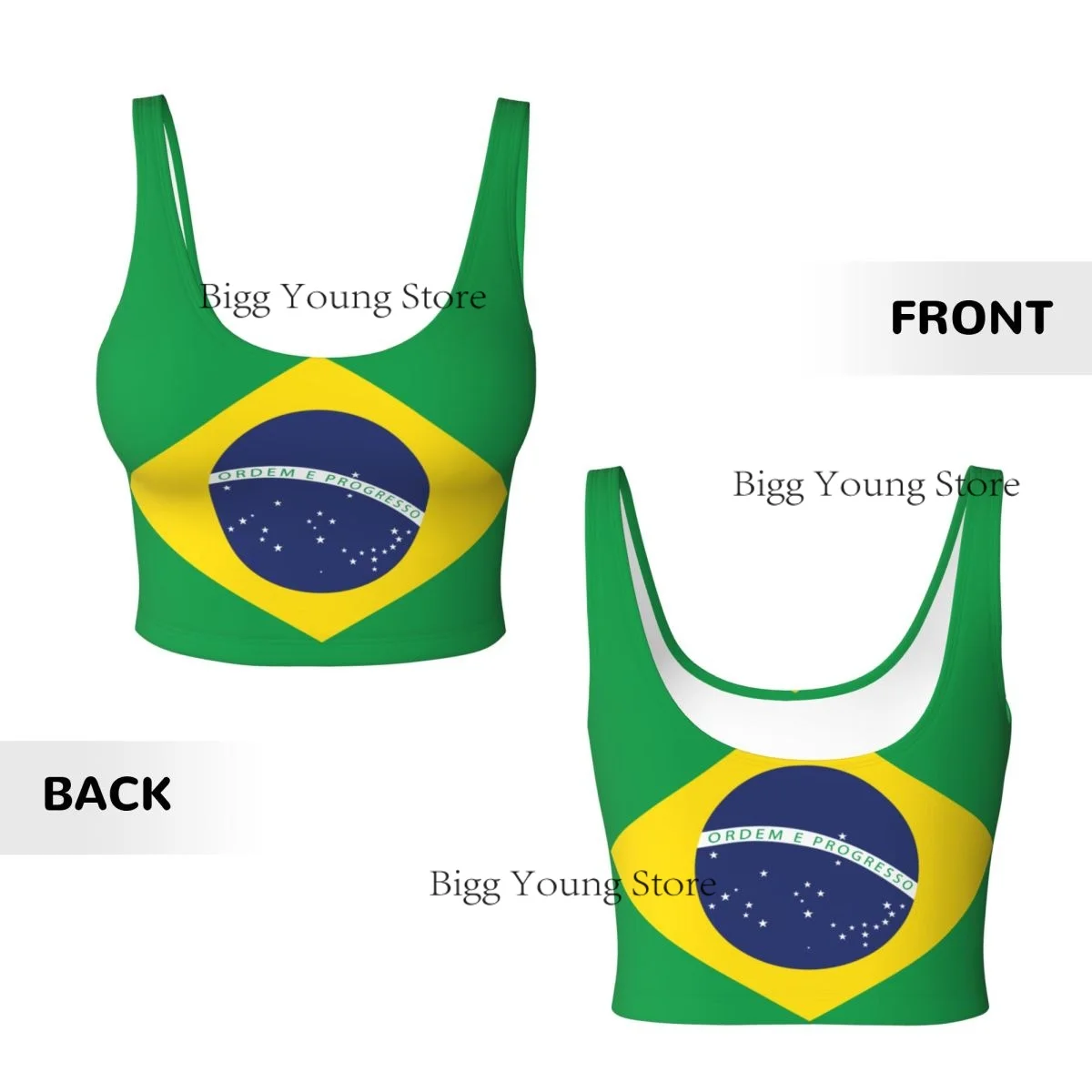 Women Sexy Sports Vest Brazil Flag Female Streetwear Sport Lingerie Tee Crop Top