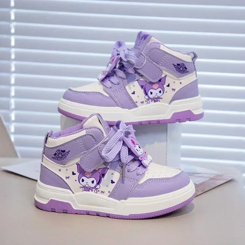 Sanrio hello kitty Sneakers girls high-top sports shoes kuromi spring and autumn new cartoon casual shoes children\'s board shoes