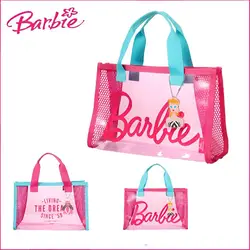 2024 New Miniso Barbie Makeup Bag Pink Girls Handbag Cartoon Transparent Large Capacity Women Shoulder Bag Fashions Women's Bag