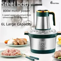 6L Large Capacity Commercial Household Electric Meat Grinder Stainless Steel Meat Grinder Kitchen Appliance Food Processor