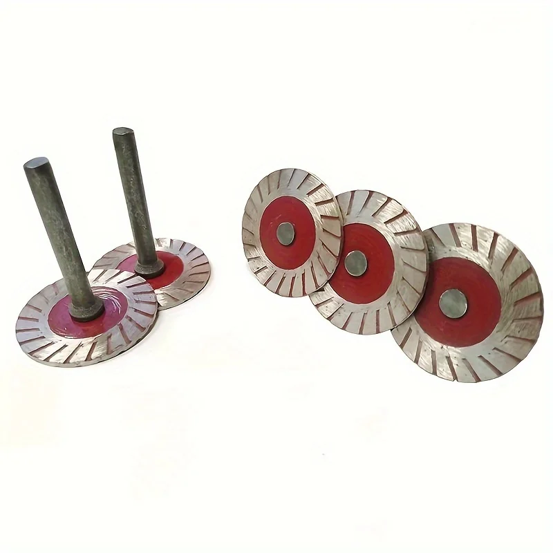 2/4/7pcs Red Diamond Turbo Mini Carving Circular Saw Blade Diamond and 6mm Handle for Granite Marble Ceramic Tile Cutting