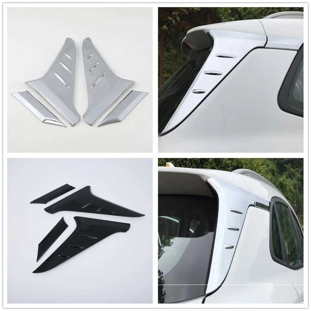 For Hyundai Kona Kauai 2017-2020 2021 2022 Rear Trunk Door Window Spoiler Wing Trim ABS Chrome Carbon Fiber Black Car Accessorie