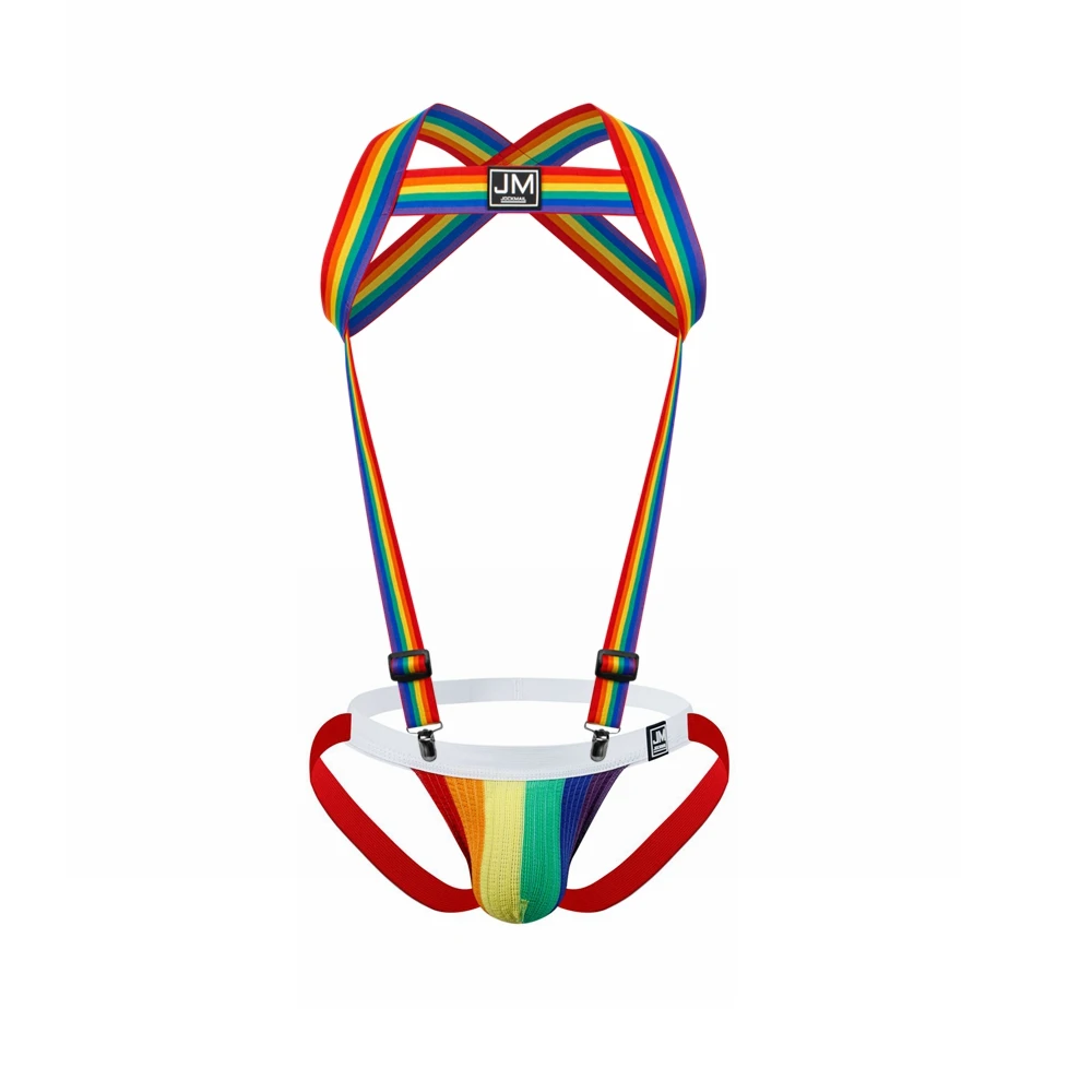 

Rainbow Body Harness Adjustable Elastic Strap Detachable Split-type Give Away Athletic Supporters Jockstrap Men Gay Underwear