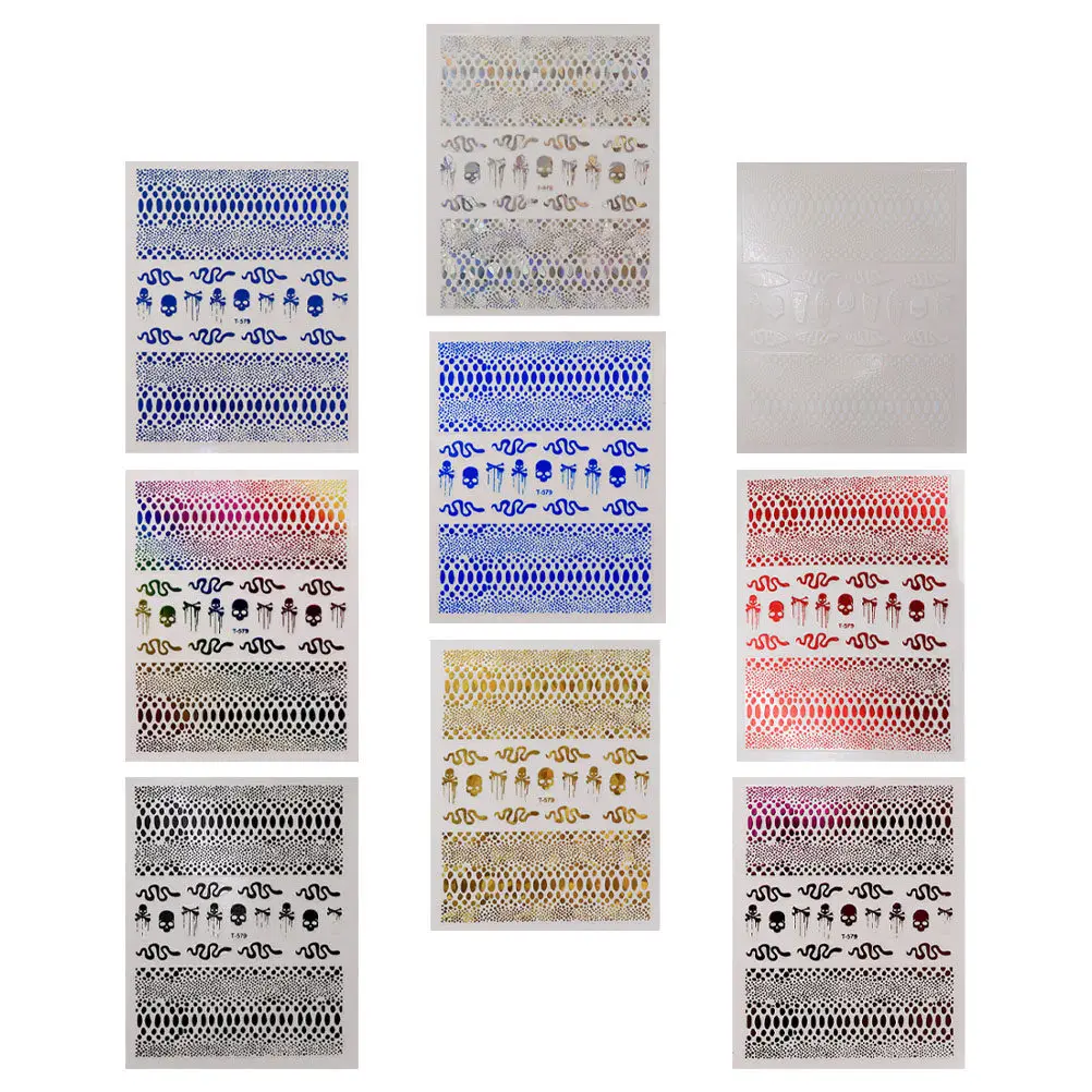 

9 Pcs Artificial Nail Stickers Decal Large Quantity Party Supplies Decorative ' Decoration Snake Pattern