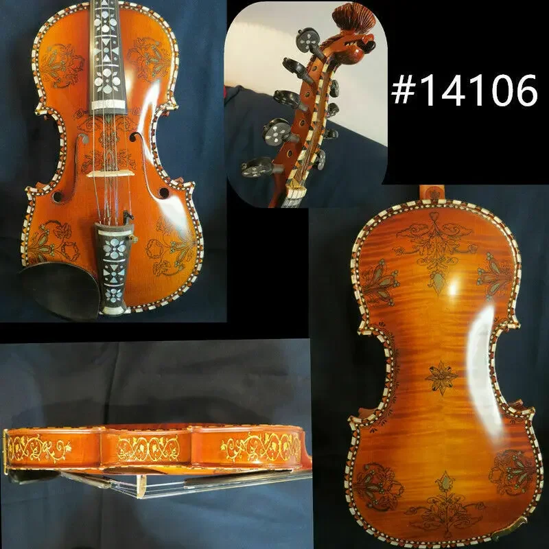 4/4 violin Deluxe fancy Norwegian fiddle of profession concert Hardanger fiddle