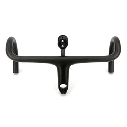 New 265g Road Bike Matt UD Full Carbon Fibre Handlebar And Stem Integrated Round Tube bar light 380-440mm With speedometer Stent