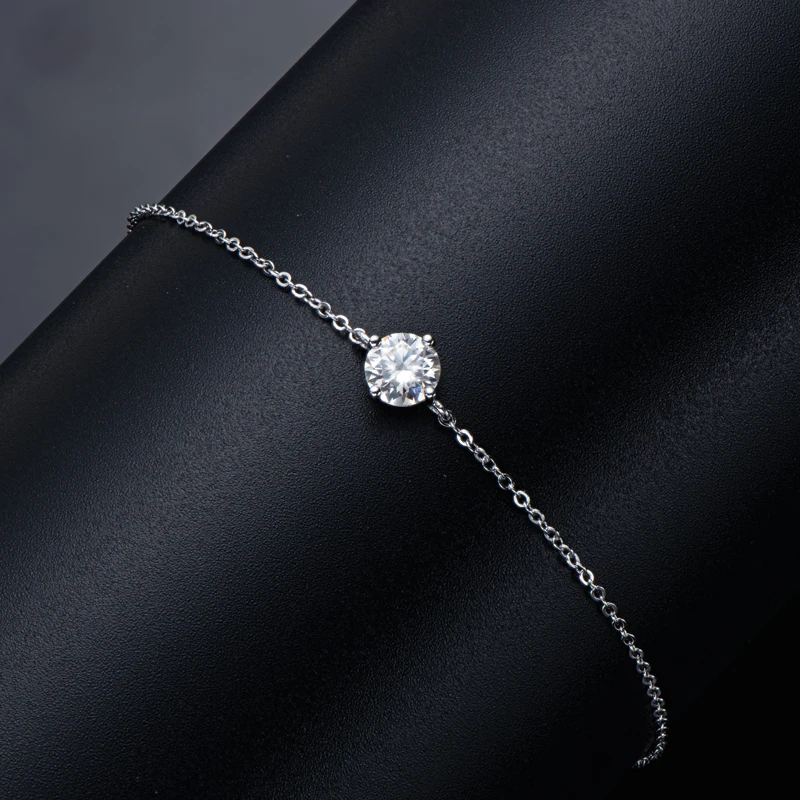 Bamoer U 1 CT Moissanite Bracelet S925 Sterling Silver Chain Bracelets GRA Certificated Sparkling Diamond for Woman Daily Gift