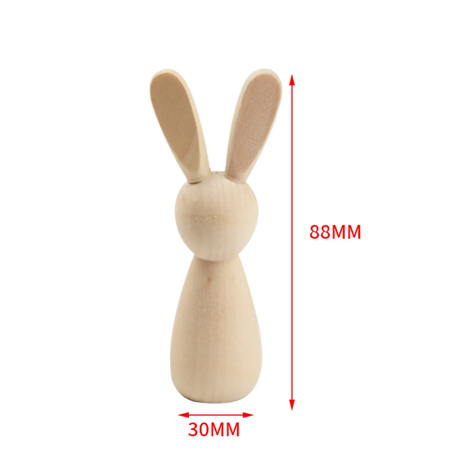 1Piece Unfinished Wood Easter Day DIY Peg Doll Bodies Graffiti Painting Rabbit Animal  Figures Arts Crafts Gift Home Decoration