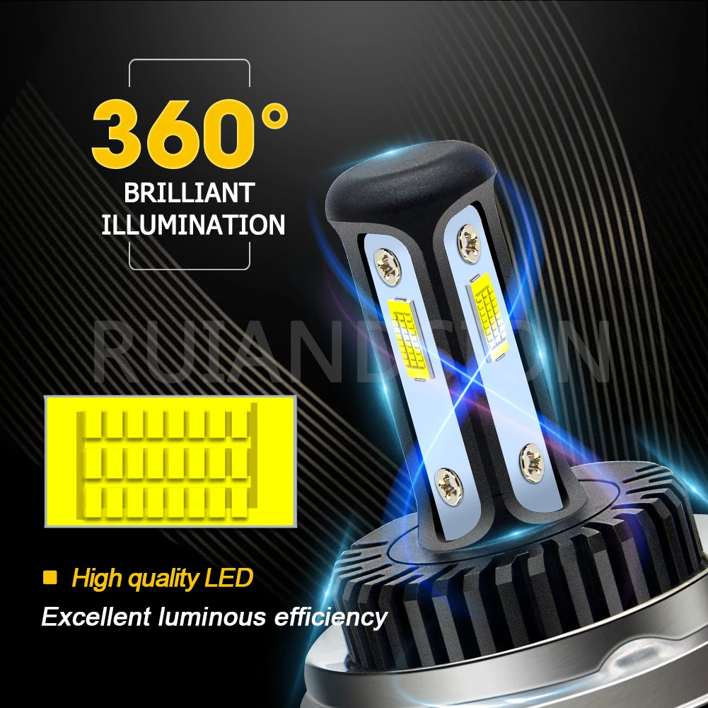 RUIANDSION 1pc P45T Motorcycle Headlights CSP 3SMD DC 12V 24V Tricycle Lights 2.16W LED Bulb White/Lemon Yellow 4500Lm