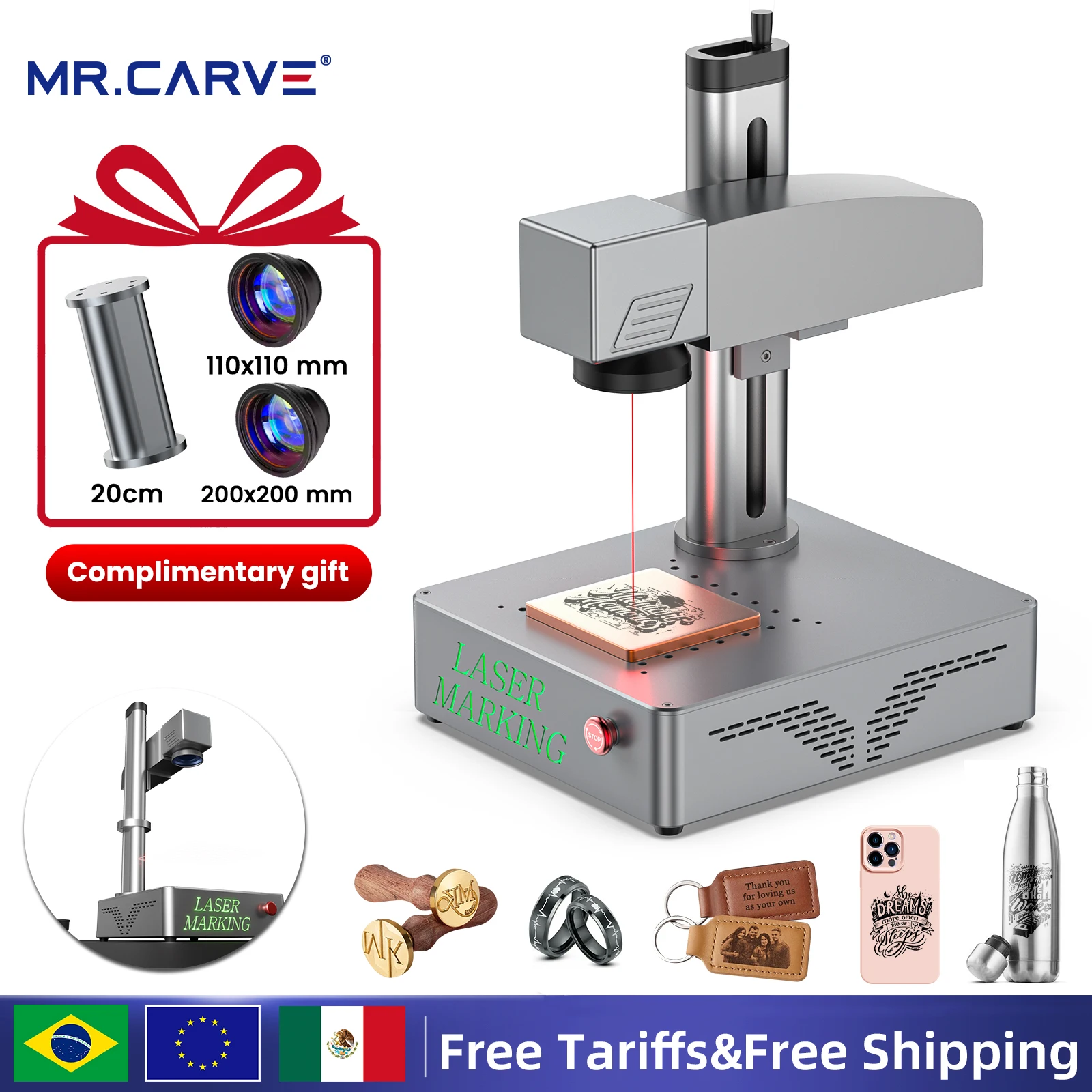 

MR.CARVE S4 50 Вт/30 Вт/20 Вт портативный промышленный волоконный лазерный маркировочный станок для всех металлических ювелирных изделий, пластика, кожи, быстрая гравировка
