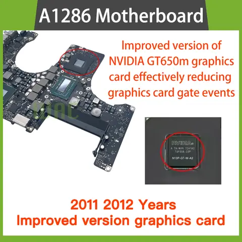 For MacBook Pro 15" A1286 Logic Board Improved version graphics card Motherboard 2011 2012 Year