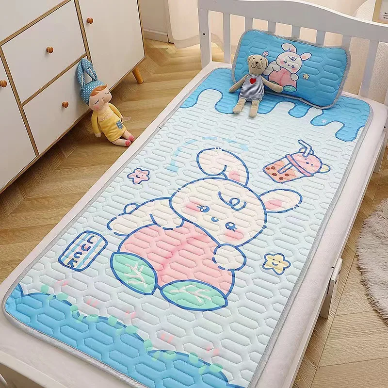 Kit Matras Lateks Bayi TK Selimut Sejuk Musim Panas Sejuk Anak-anak Kartun Matras AC Bantal Lembut