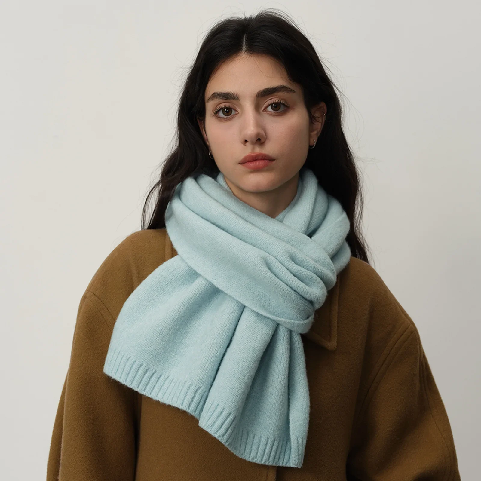 

Temperament Advanced Sense Containing Wool Solid Color Knitted Scarf Raw Imitation Cashmere Shawl Winter Warm Couple Scarf