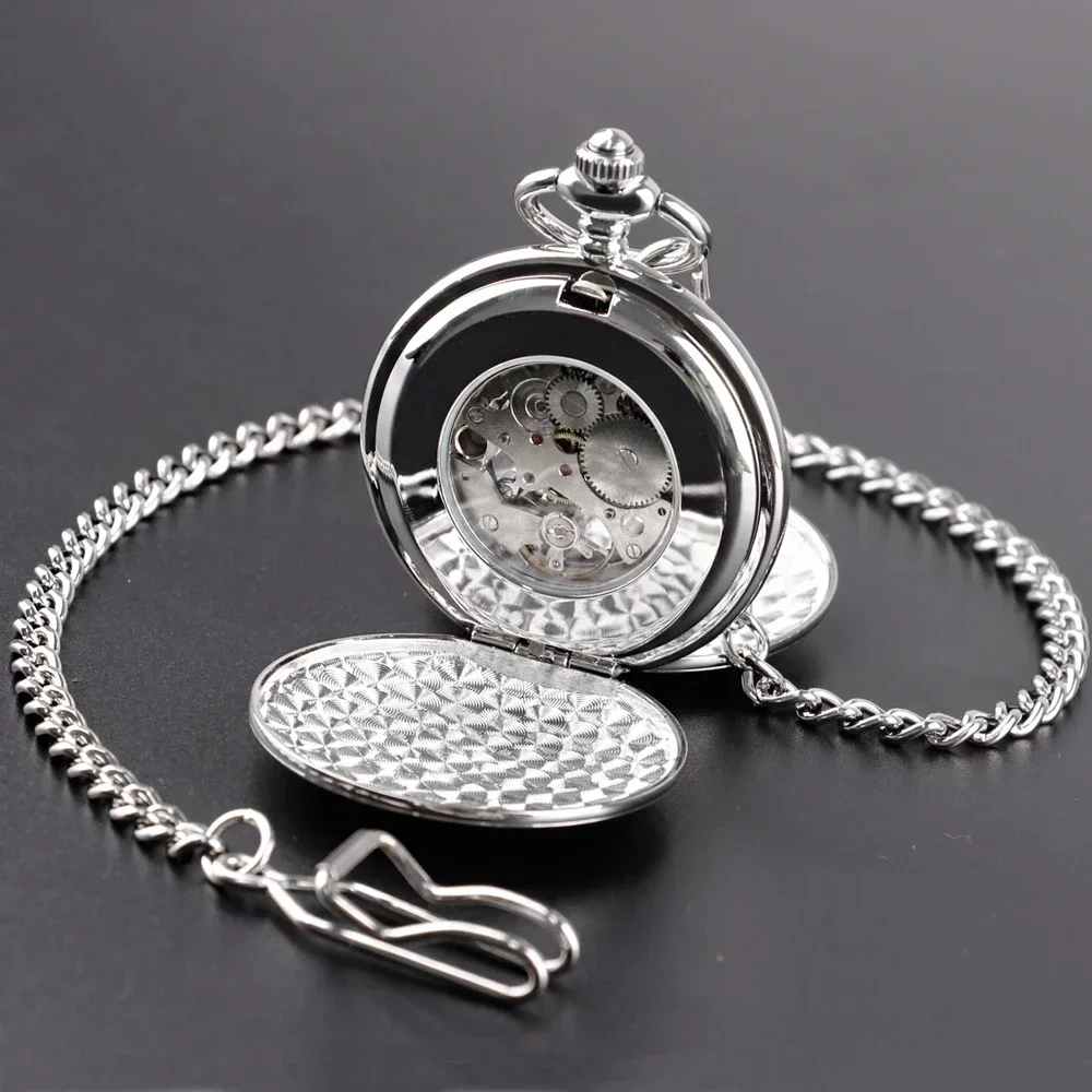 Luxury Vintage 2 ด้านเปิดกรณีนาฬิกาผู้ชาย Double Face Roman Dial นาฬิกามือลมนาฬิกาพ็อกเก็ต FOB Chain ของขวัญ