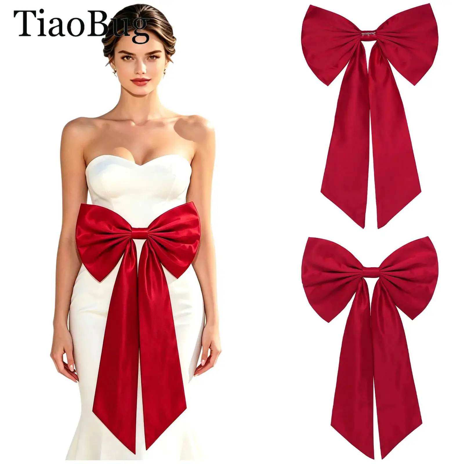 New Wedding Dress Decorative Bow Big Satin Bow Party Dress Accessory Detachable Large Bowknot Train with Pin Elegant Bride Gown