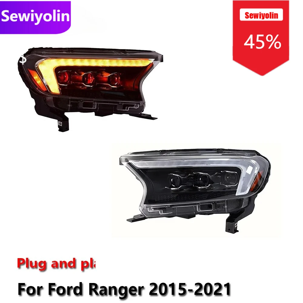 

Car DRL LED Headlight Assemblies For Ford Ranger 2015-2021 Fog DRL Brake Turn Signal Lamp Plug And Play