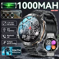 Nuevo reloj inteligente para adultos con batería de 1000mAh para exteriores, brújula GPS, altímetro, 10ATM, resistente al agua, frecuencia cardíaca, llamada BT, reloj inteligente deportivo para hombre