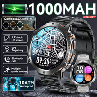 New Outdoor 1000mAh Battery Men Adult Smart Watch GPS Compass Altimeter 10ATM Waterproof Heart Rate BT Call Sport Man Smartwatch