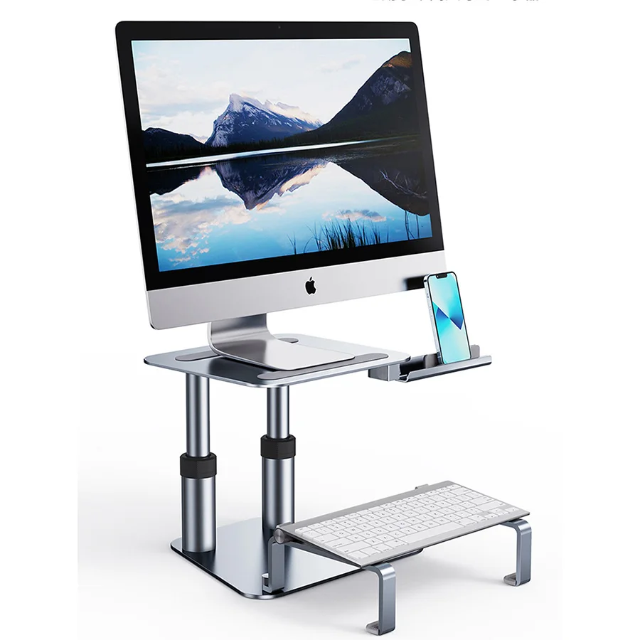 

Computer Monitor Stand Height Adjustable Retractable Mount Desk Laptop Riser Keyboard Support for iMac Macbook iPad iPhone