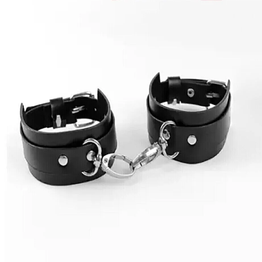 Esposas sexuales de cuero PU para adultos, Bondage Sexy, bragas, Liga de muslo, juguetes Bel para adultos en la cama, Bondage corporal, accesorios