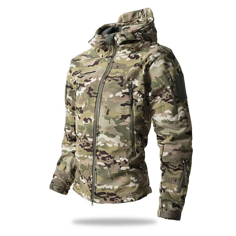 

Soft Shell Tactical Jackets Warm Men Waterproof Fleece Hooded Coat Trainning Camping Hunting Clothes Autumn Outdoor Camo Jacket