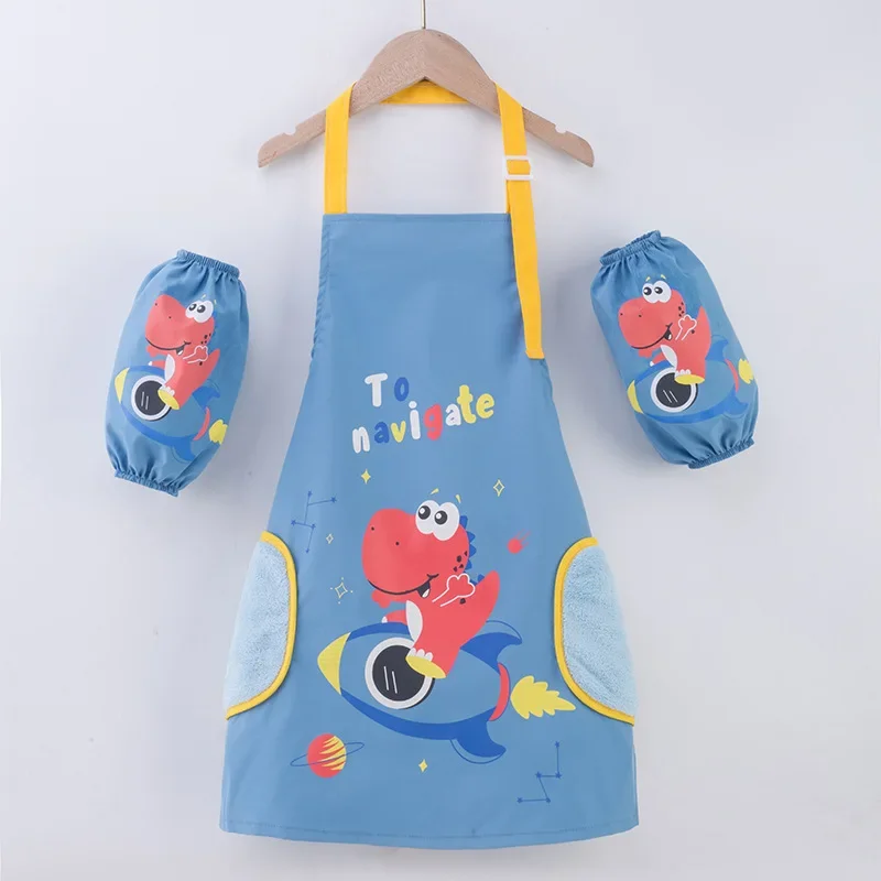 Children\'s Painting Apron Waterproof and Anti-dirty Baby Eating Clothes Cooking Painting Small Apron Art Kindergarten Bibs