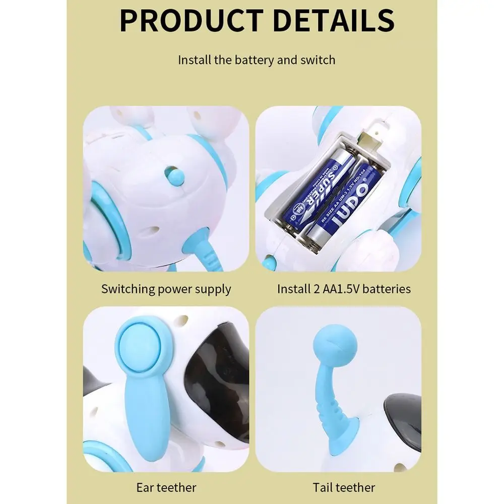 2024 Electronic Walking Dog Toy with Light and Music Simulation Crawling Dog Toy Interactive Early Education Toy