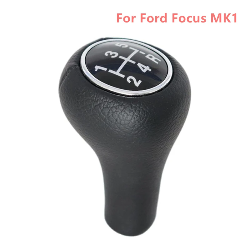 Gałka zmiany biegów do samochodu dla Ford Focus MK1 1998 1999 2000 2001 2002 2003 2004 2005 skóra instrukcja 5 6 prędkość Gearstick akcesoria