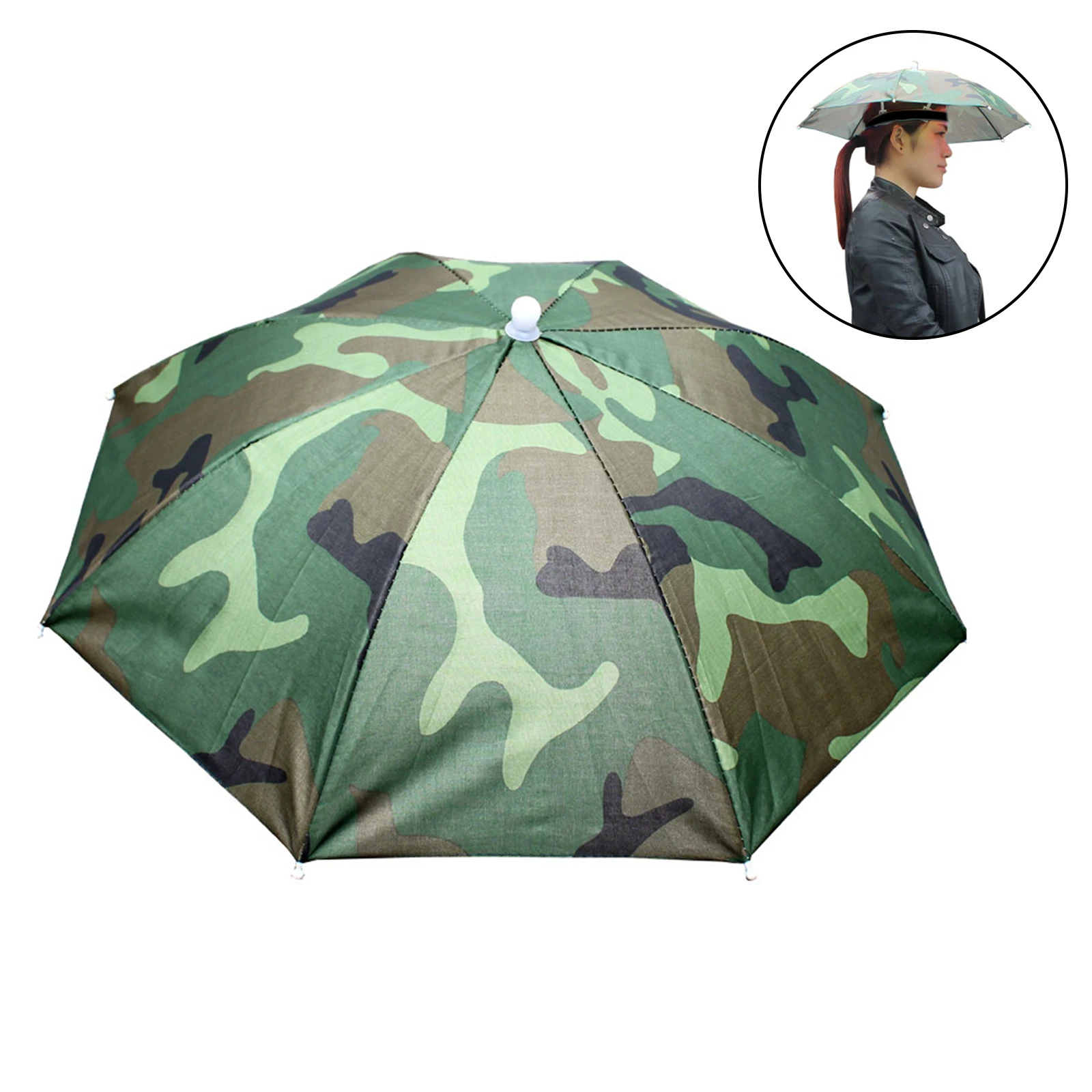 Compact and Lightweight Folding Umbrella Hat with Steel Wire for Hands Protection During For Fishing Hiking Gardening