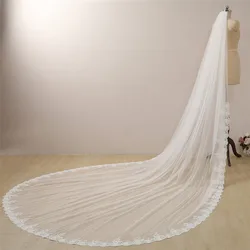 New Luxury Cathedral Veil 3M Bridal Veils Lace Appliques Lace Edge White Ivory Wedding Veils Vestido De Noiva Longo