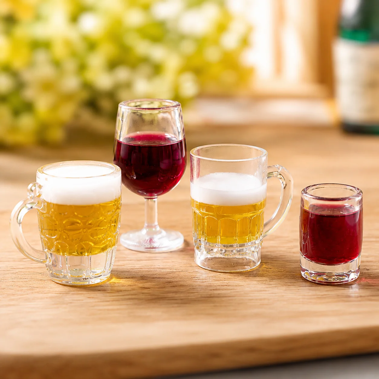 3cm Mini Red Wine Glass Fake Drink Acrylic Beer Mug Keychain Realistic Simulation Bag Charm Pendant Desktop Decor Decoration