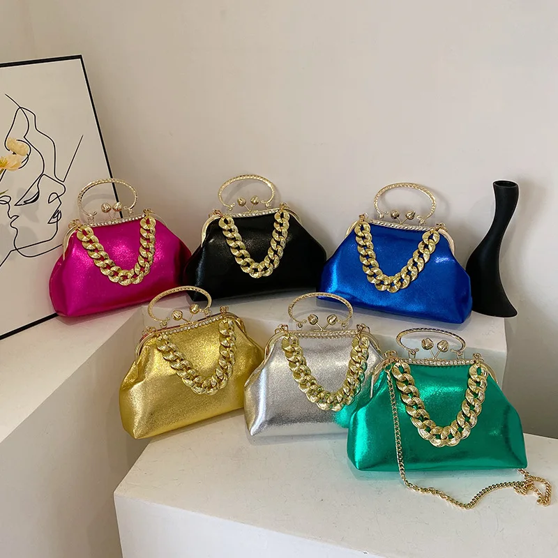 Top Brand Shoulder Bag Women Shell Clip Clutch Purse 2026 Winter Green Gold Silvery Black Coffee Handbag Designer Crossbody Bag view 4