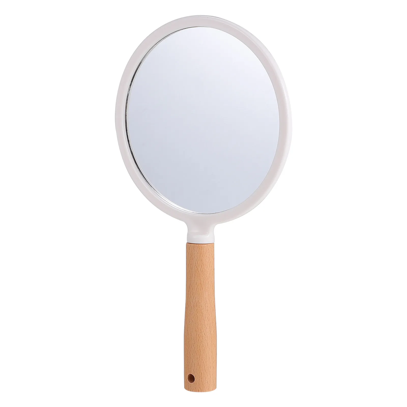 Handheld Wood Handle Mirror for Makeup Application Detail Checking Lipstick Review Portable Salon Barber Mirror Women
