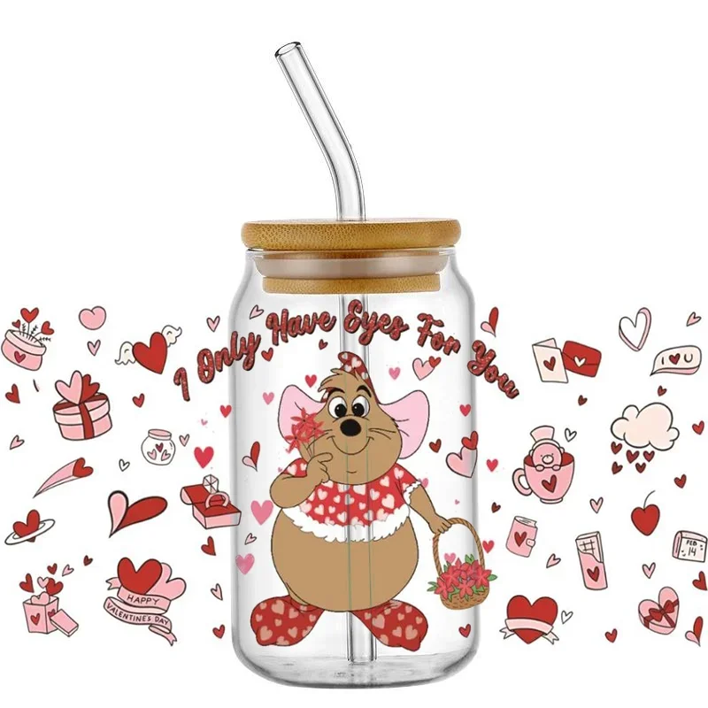 

Miniso 3D Cartoon Mouse UV Cup for 16oz Libbey Decal DIY Washable Mug UV DTF Transfer Sticker decoration
