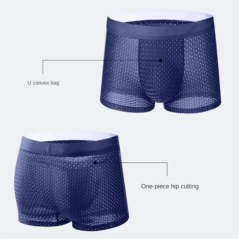 5 stücke/männer Unterwäsche Sommer Eis Seide Unterwäsche Plus Größe Höschen Kühlen Atmungsaktive Sexy Boxer Höschen Mesh Komfort unterwäsche L-5XL – Detail 2