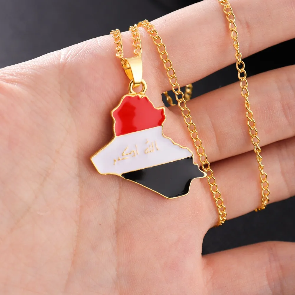 

Fashion Iraq Map Pendant Necklace for Men and Women fine Patriotist Popcorn pendants chain Gifts to Friends Relatives Jewelry