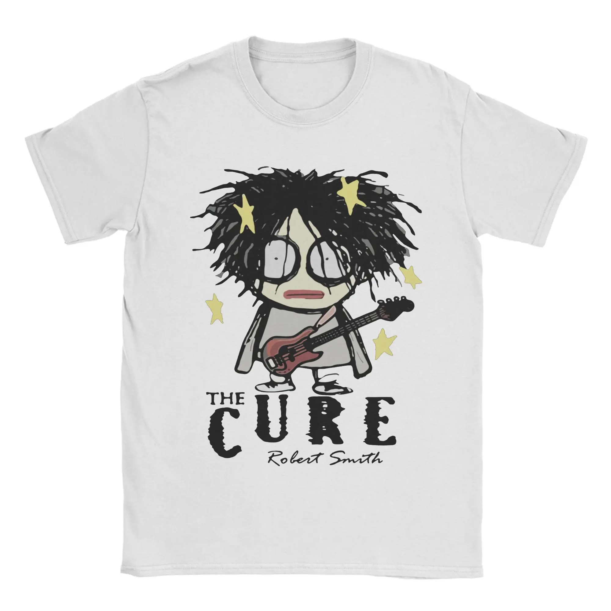 Cute Robert Smith Tshirts Men's 100%Cotton Tops Vintage The Cures  O-neck Short Sleeve