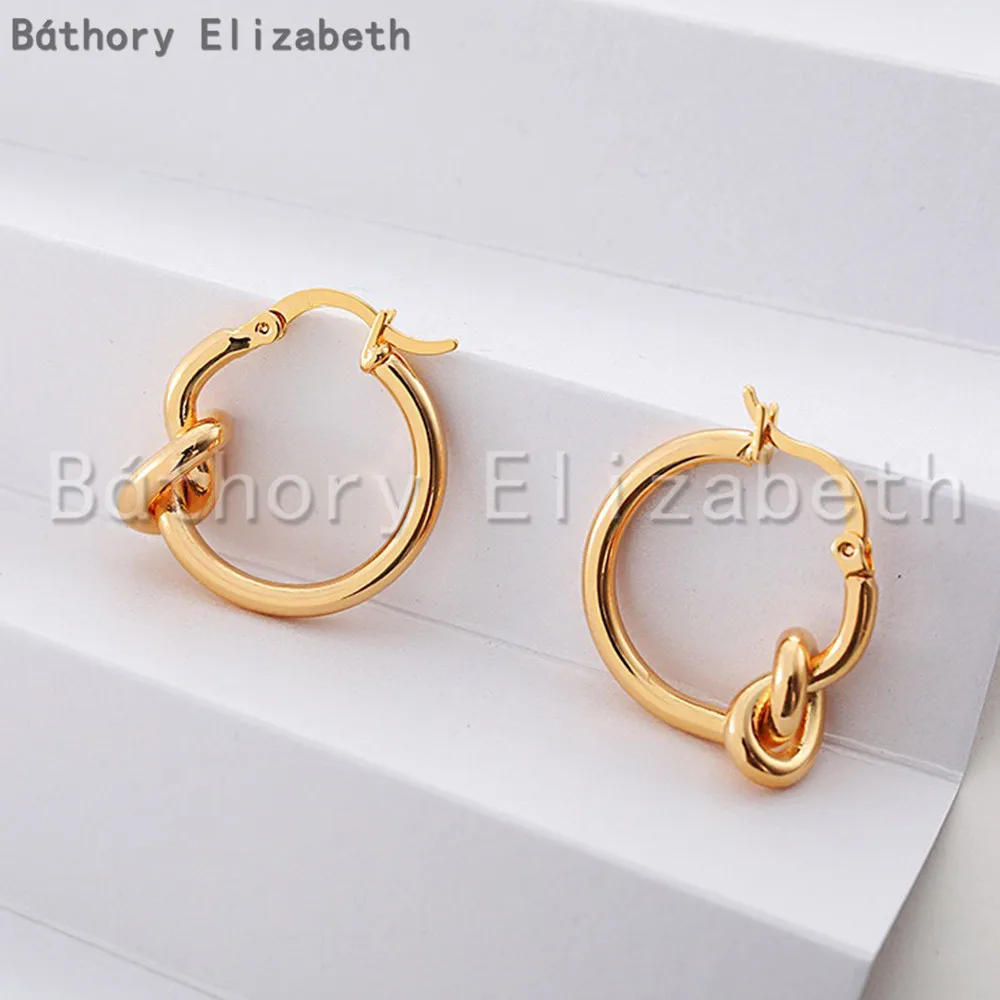 

Báthory Elizabeth Hot Brands Famous Designer Vintage 18K Gold Plated Small Round Knot Earrings Women Top Quality Luxury Jewelry