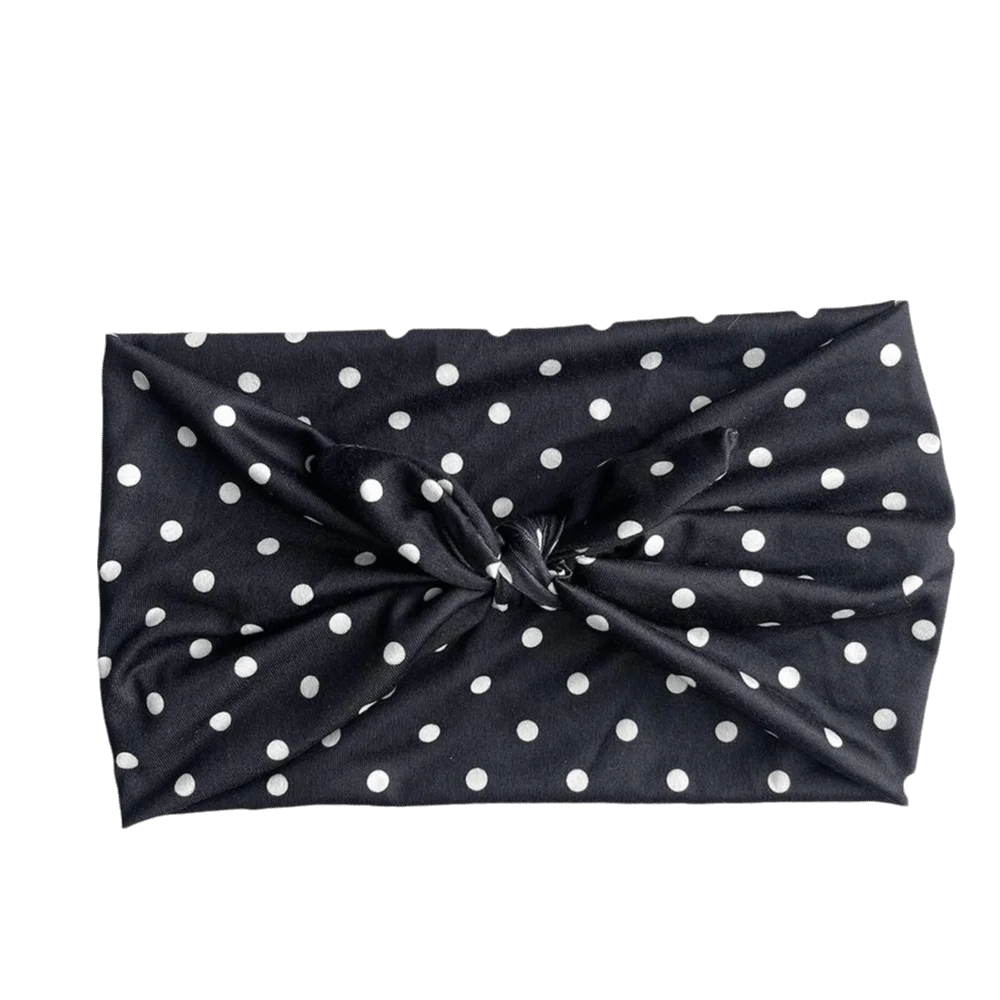 Fashion Wide Headband Pot Dot Elastic Sports Headband Vintage Knot Non Slip Yoga Hair Band for Birthday Party