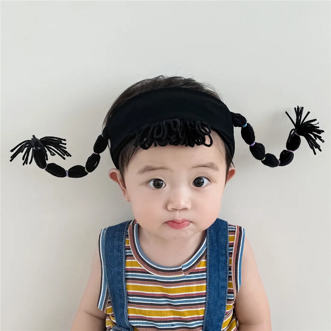 Children\'s Funny Hair Band Personality Trend Headband Korean Wig Braid Hair Accessories Black Super Cute Baby Girl Headwear