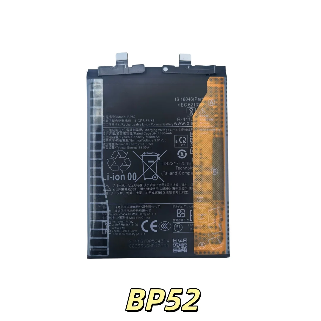 New BP52 Mobile Phone Battery 5000mAh 3.91V For Xiaomi Redmi Turbo 3/Poco F6 5G Rechargeable Battery+Tools
