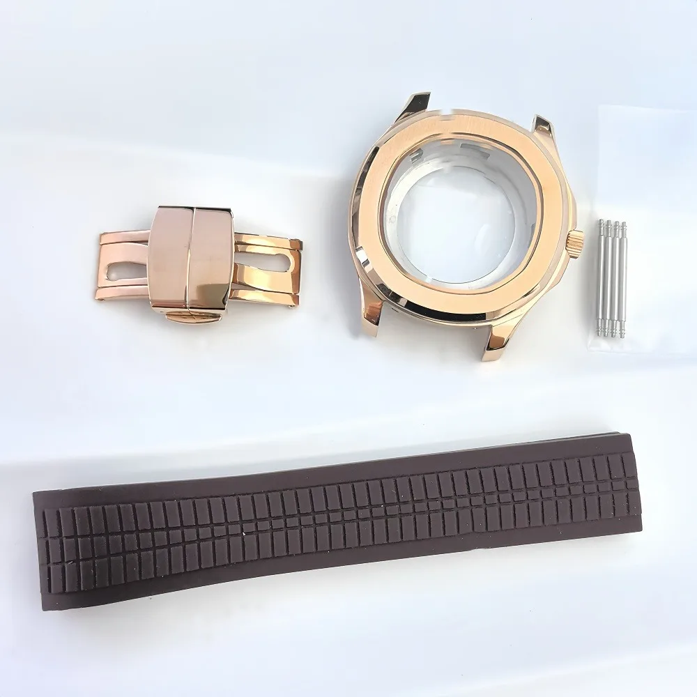 NH 35 caso Diâmetro 42mm Nautilus relógio pulseira de borracha à prova d'água 100m acessórios de relógio compatíveis com movimento nh35/nh36