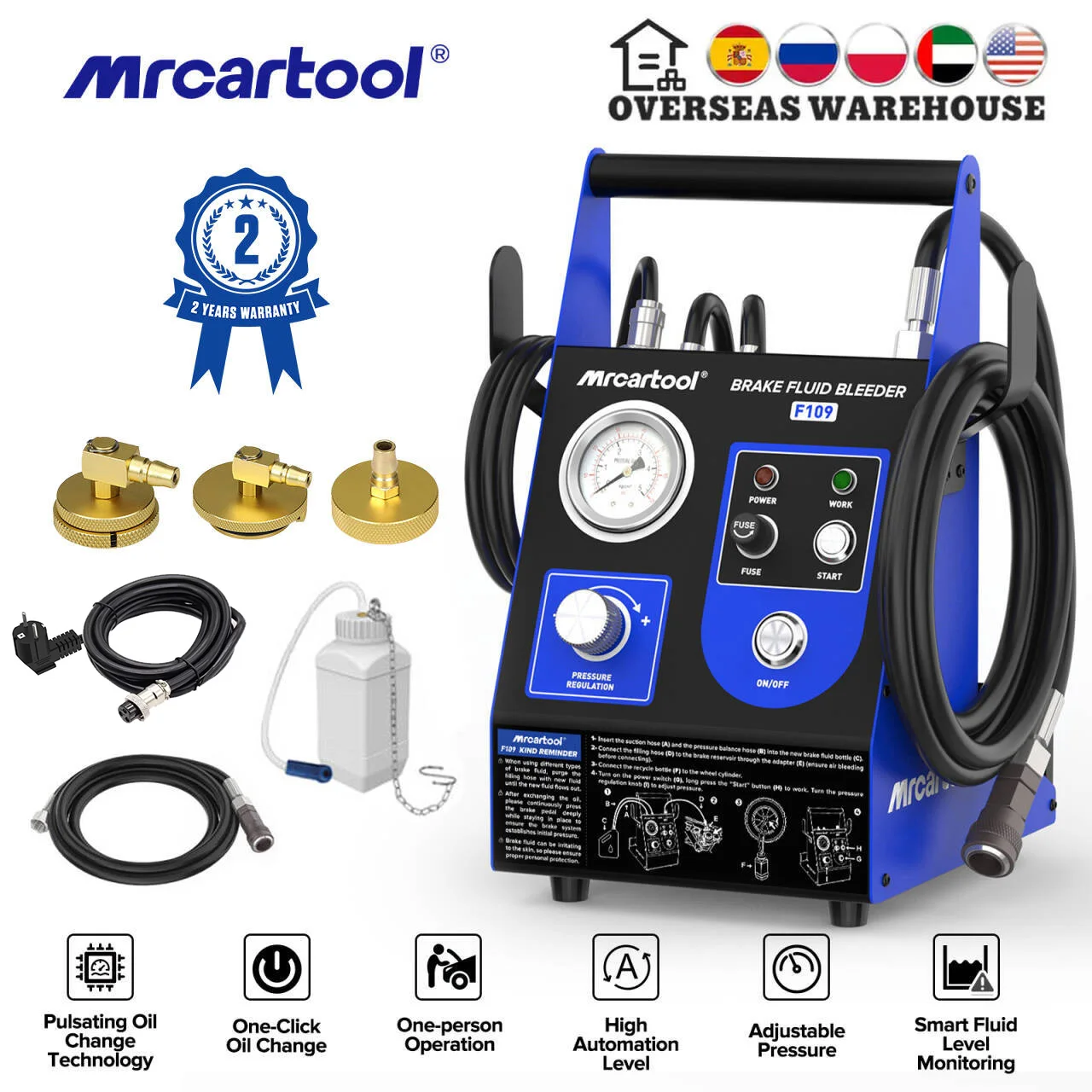 MR CARTOOL F109 Máquina Eléctrica de Extracción y Llenado de Aceite de Frenos para Coche, Bomba de Transferencia por Vacío de Pulso, Limpieza de Tuberías 220V