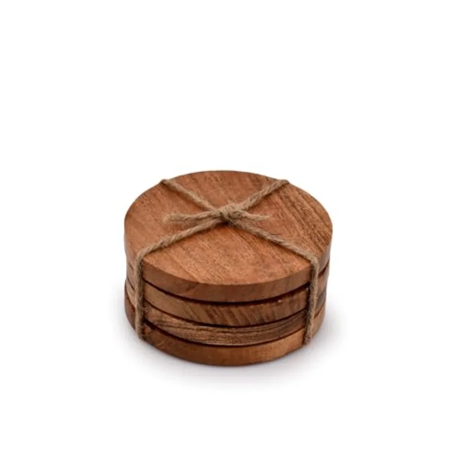 

Acacia Wood Round Coasters Protection TabletopCountertop and Surfaces from Water Marks or Damage Home and Office Decor Housewar