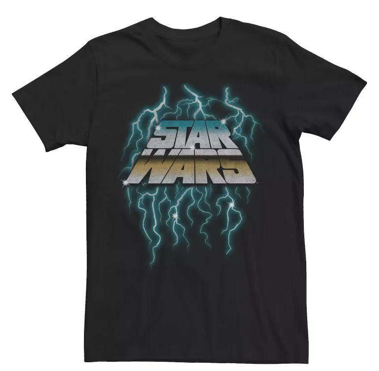 Star Wars men's short-sleeved T-shirt, sci-fi retro streetwear, metal figure lightning logo, strong collage power, daily gift