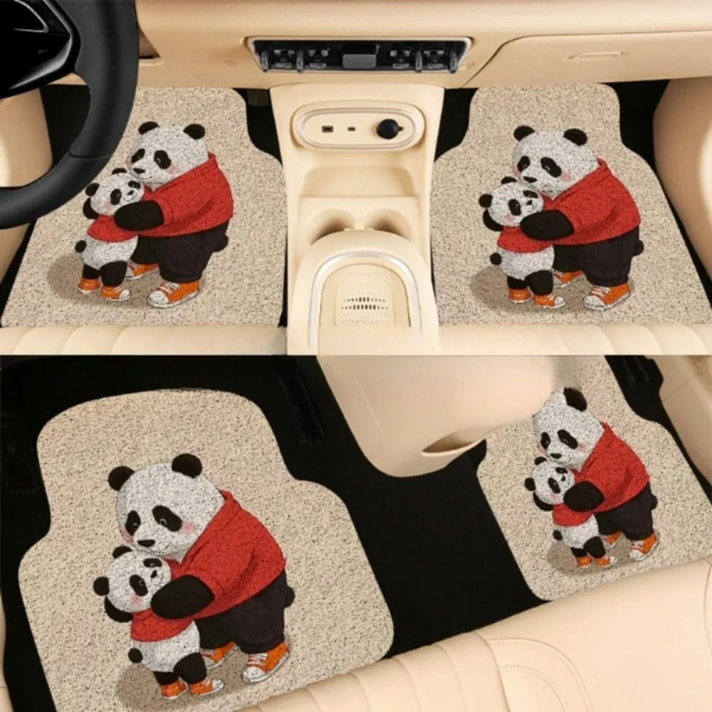 

4 PCS Trimmable Panda Design Car Coil Mats Full Vehicle Fit Non Slip Wear Resistant All Season